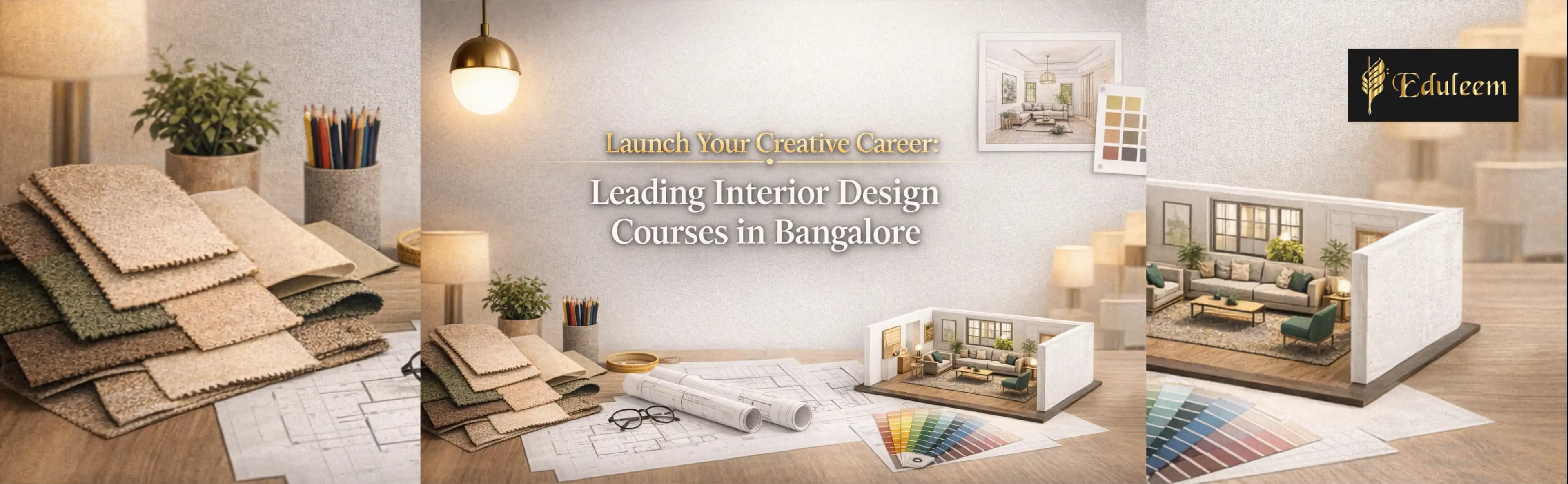 Interior Design Courses in Bangalore – Eduleem School of Design offering professional interior designing course with materials, color palettes and 3D room models