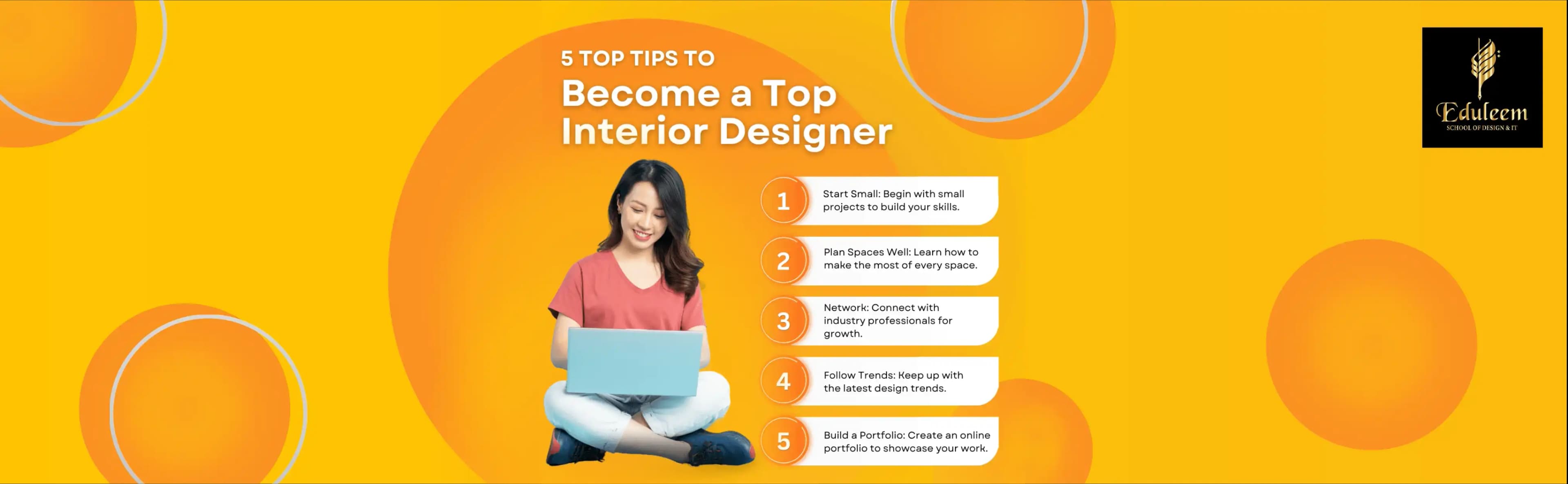 Interior design courses in Bangalore showcasing 5 top tips to become a successful interior designer, ideal for students enrolling in an interior designing course in Bangalore.