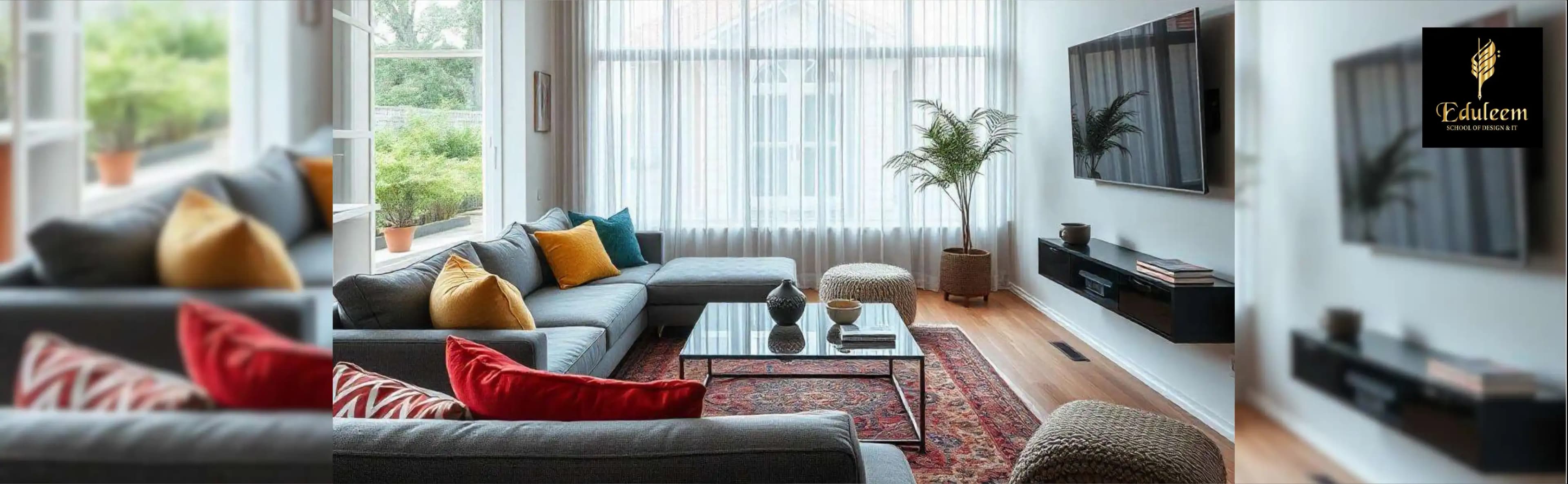 Interior design courses in Bangalore showcasing modern living room design taught at Eduleem School of Design & IT